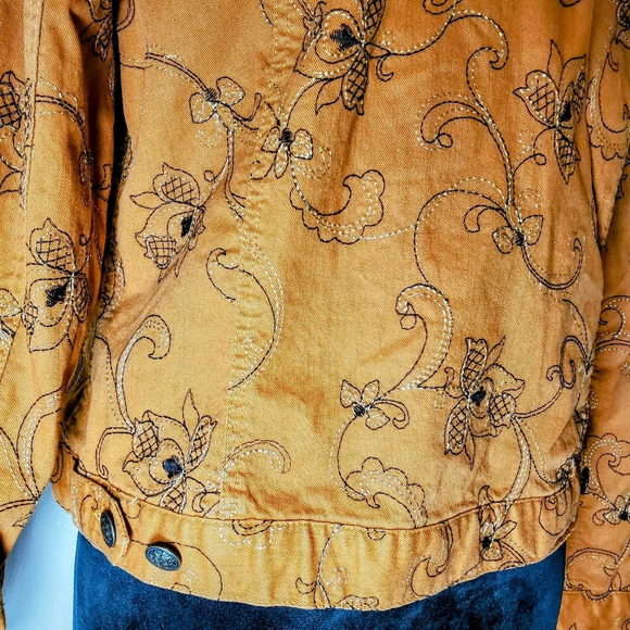 Hearts Of Palm Women's Brown Jeweled Floral Button Front Collared Jacket Sz 10 - Picture 13 of 17